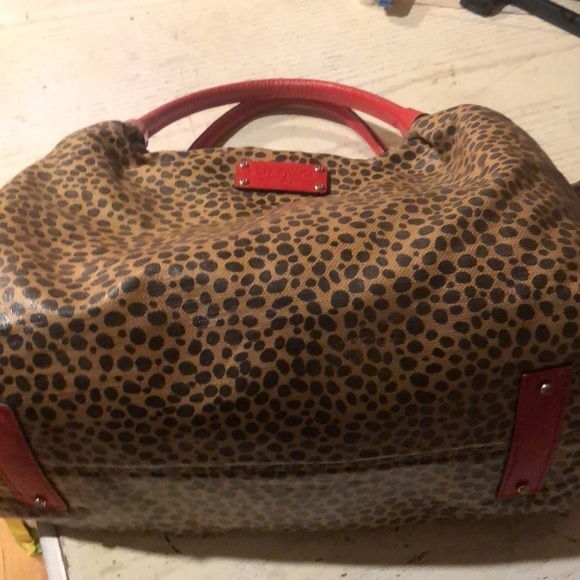 Kate Spade large black and tan leopard print handbag red leather with wallet - Picture 11 of 16